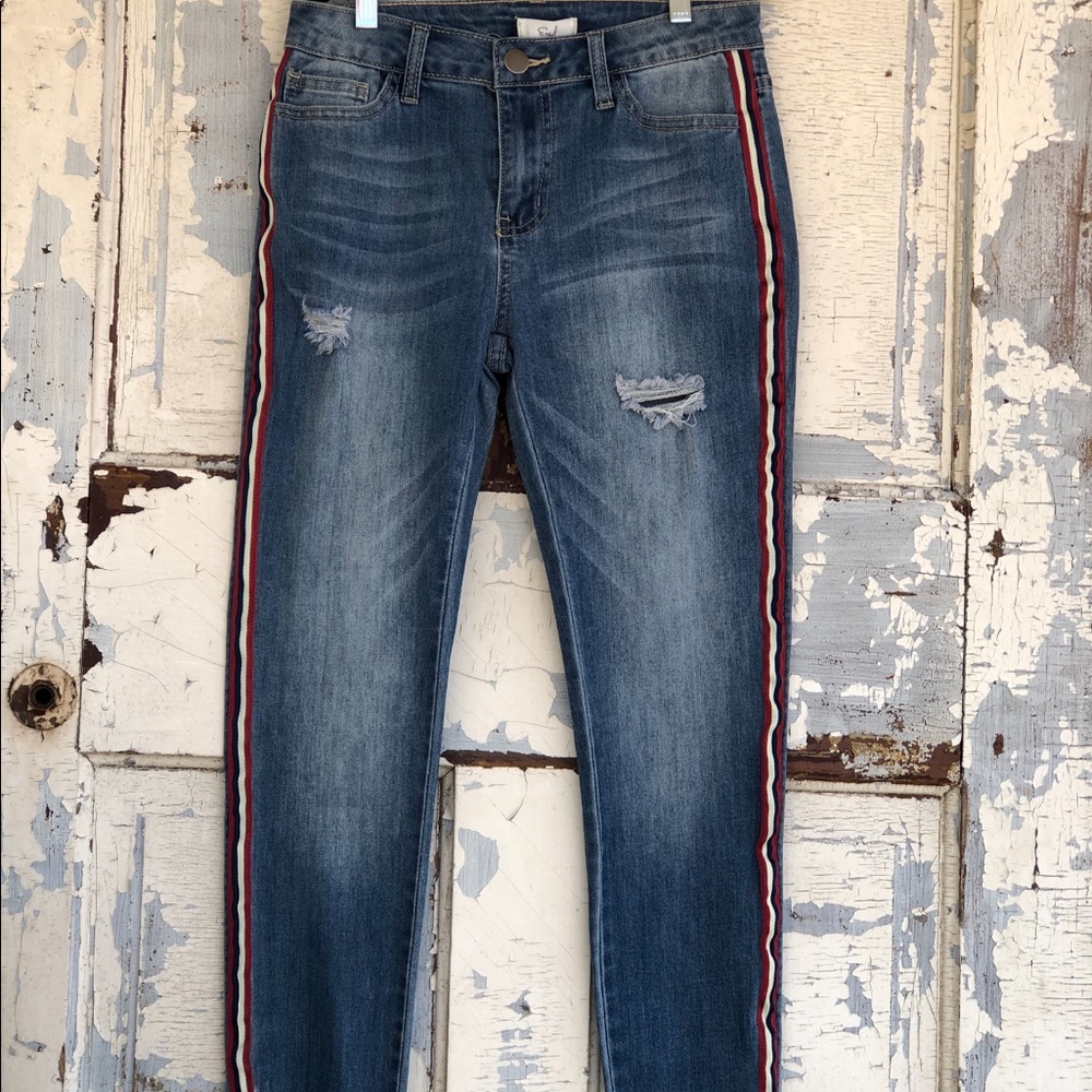 Tuxedo Stripe Denim Jeans - Sizes S - L